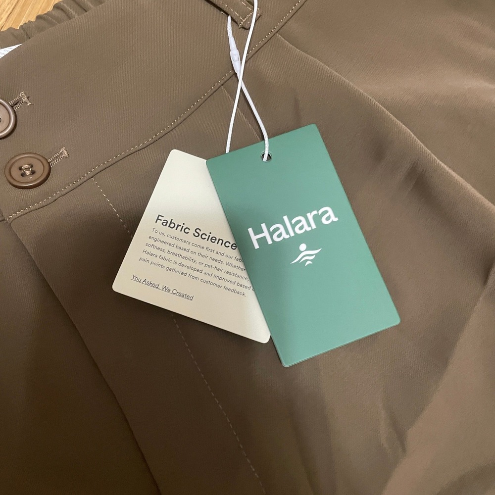 Halara Women's L Olive Brown High Waisted Wide Leg Pleated Trousers Career NWT - Picture 4 of 5